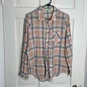 Karlie blush plaid button down